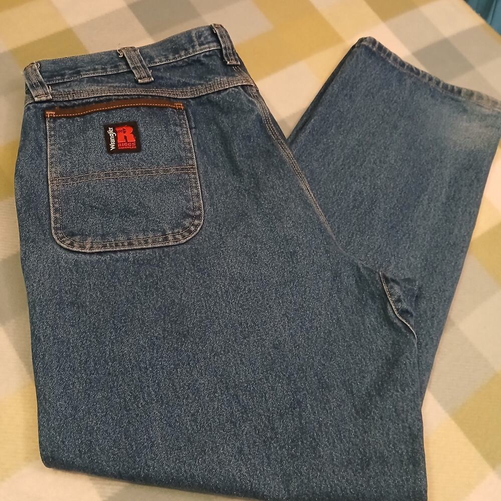Wrangler RIGGS Workwear Jeans Mens 42x34 Relaxed Straight Medium Wash Carpenter